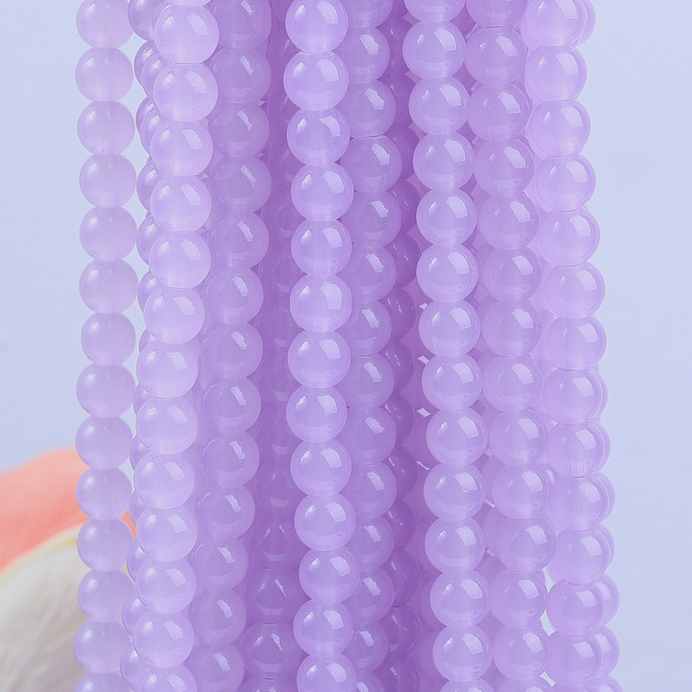 玻璃仿玉圆珠纯色散珠手工diy玉髓手链项链散珠子琉璃珠饰品配件
