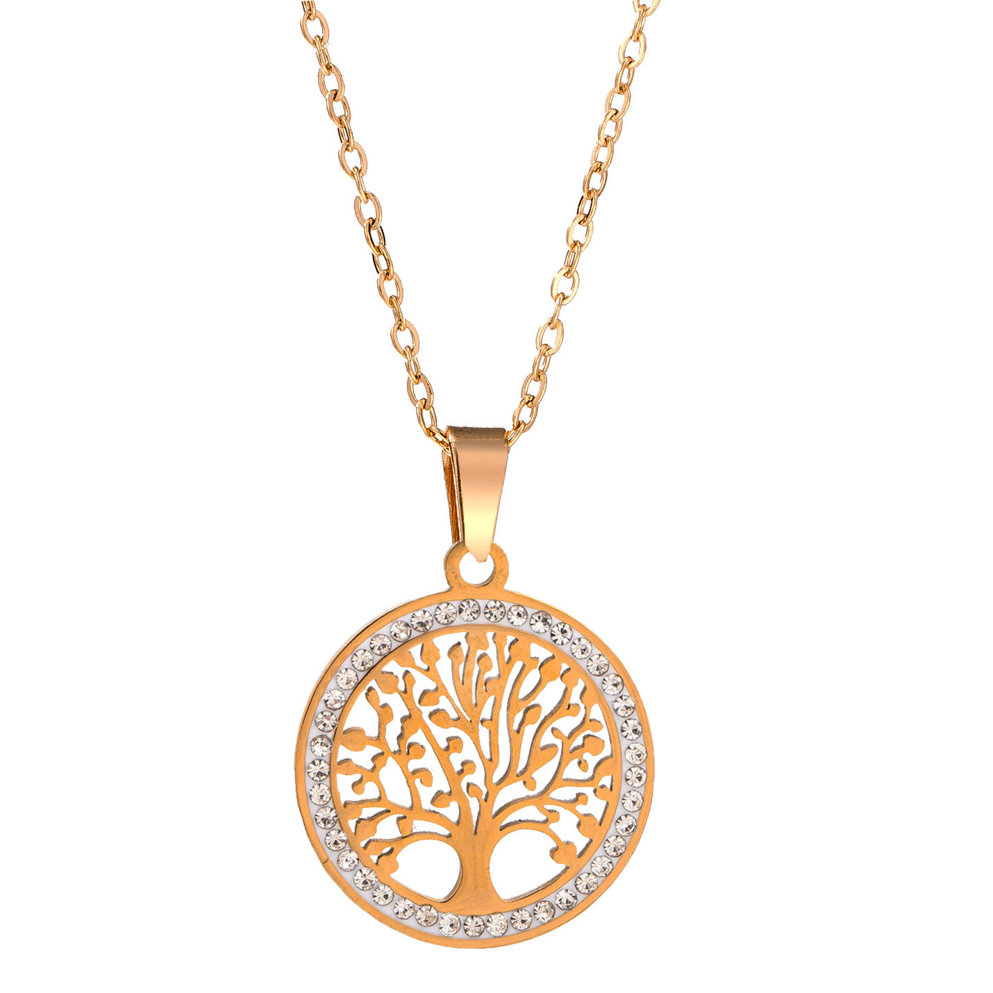 Tohm Tree of Life Titanium Steel Pendant Clavicle Chain Fashionable and Unique Hollow Stainless Steel Peace Tree High-End Necklace