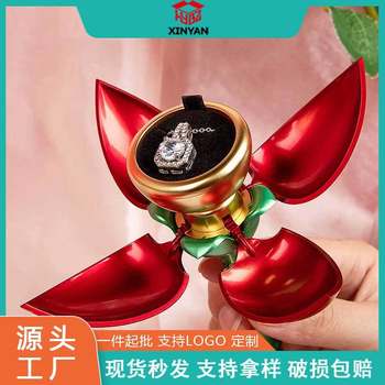 Cross-border new automatic open a rose jewelry box jewelry packaging storage box ring pendant jewelry box