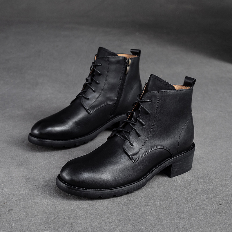 (Mới) Mã B3500 Giá 2580K: Giày Boot Cổ Thấp Nữ Jiaime Hàng Mùa Xuân Thu Đông Phục Cổ Cổ Điển Giày Dép Nữ Chất Liệu Da Bò G06 Sản Phẩm Mới, (Miễn Phí Vận Chuyển Toàn Quốc).