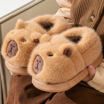 Children's Cotton Shoes Winter New Kidsren's Cotton Slippers Bag with Baby Cute Plush Home Shoes Boys' Warm Cotton Shoes