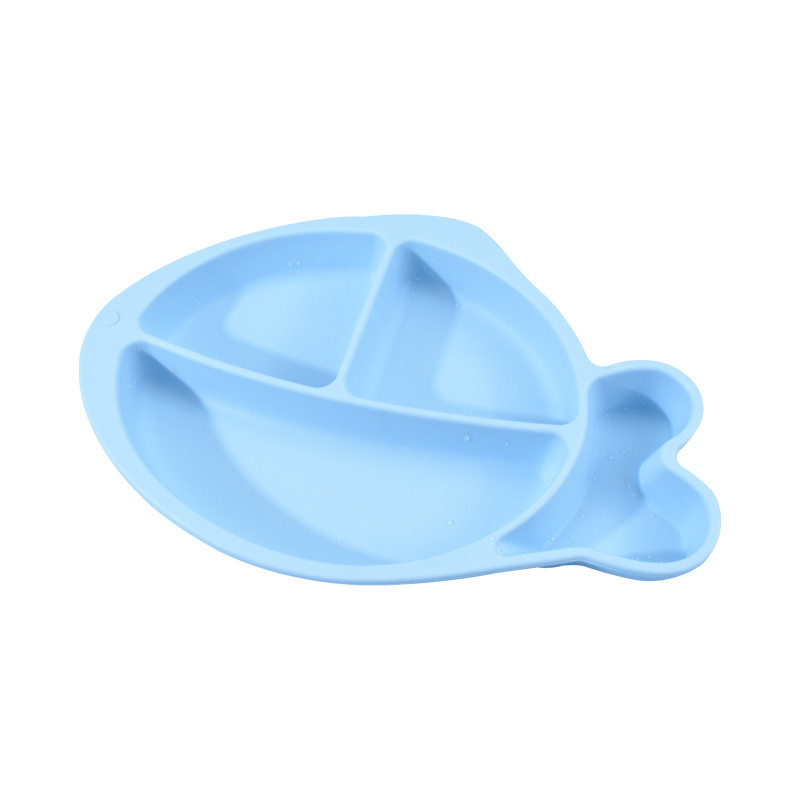 Children's Suction Cup Silicone Dinner Plate, Three-Compartment Feeding Tableware, Strong Suction, Anti-Fall, Thickeneded Silicone Dinner Plate