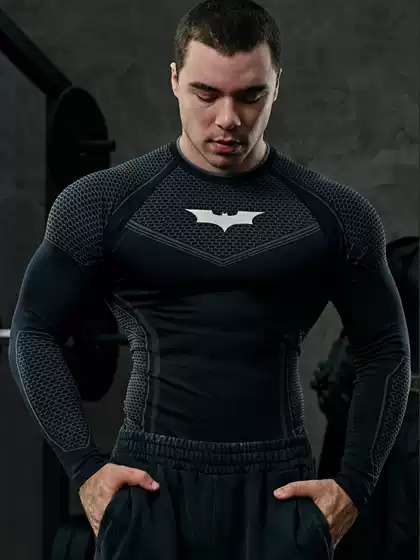 Youngla American Style New Men's Tight-Fitting T-Shirt Jogger Sports Fitness Running Training Quick-Drying Printed Long Sleeves