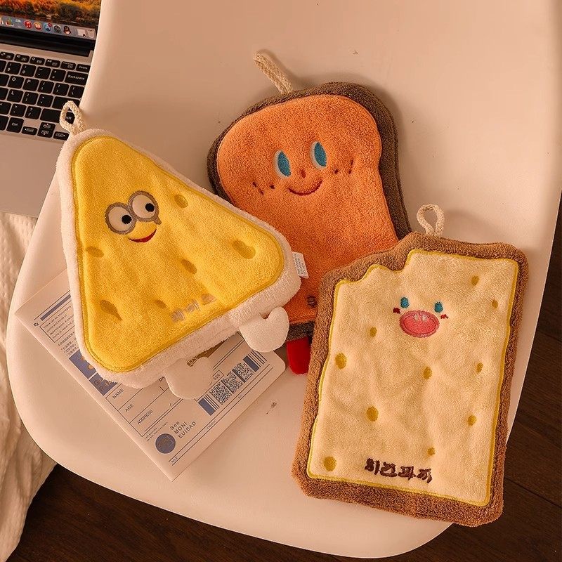 Cute Hand Towel Hanging Absorbent Thickened Bathroom Cartoon Handkerchief Towel Small Square Towel Kitchen Rag