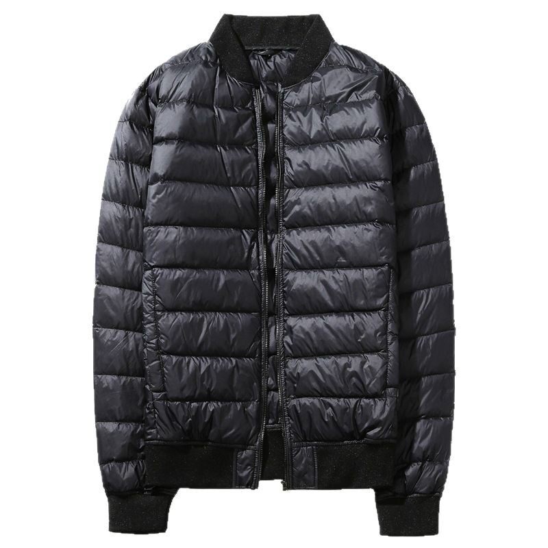 Autumn and Winter Down Jacket Men's Lightweight Youth Slim-fit White Duck Down Short Baseball Collar Portable Jacket Coat Men's Fashion