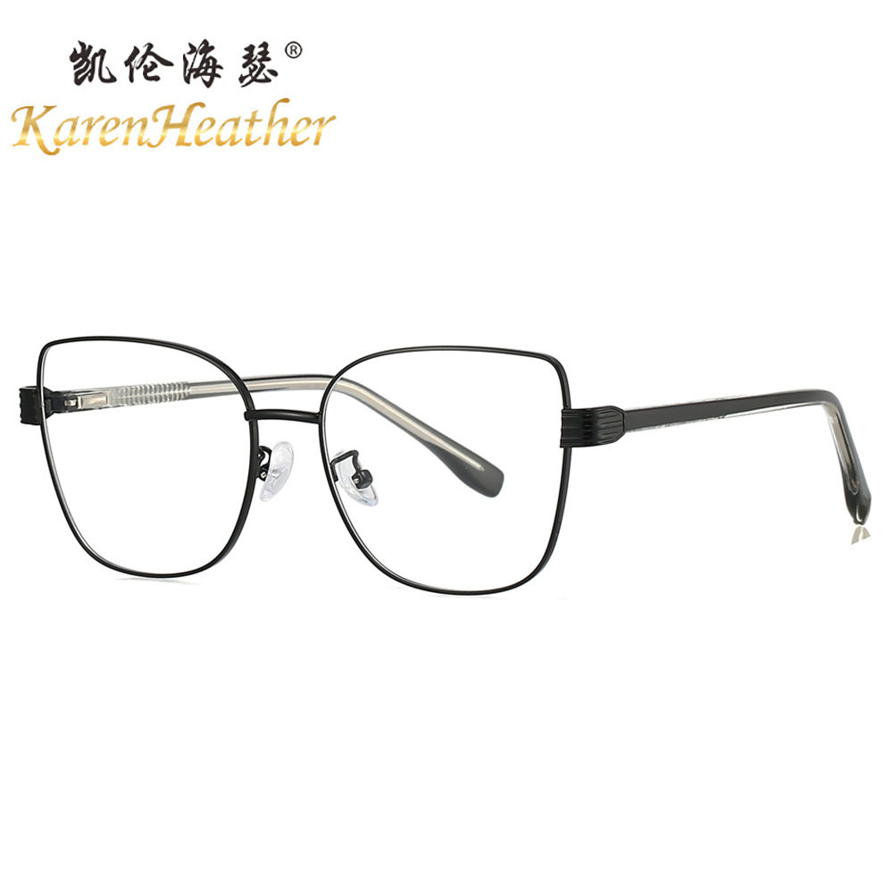 New Metal Cat-Eye Flat Glasses 27005 Fashionable Insert Spring Feet Myopia Glasses Personalized Plain Glasses Frame