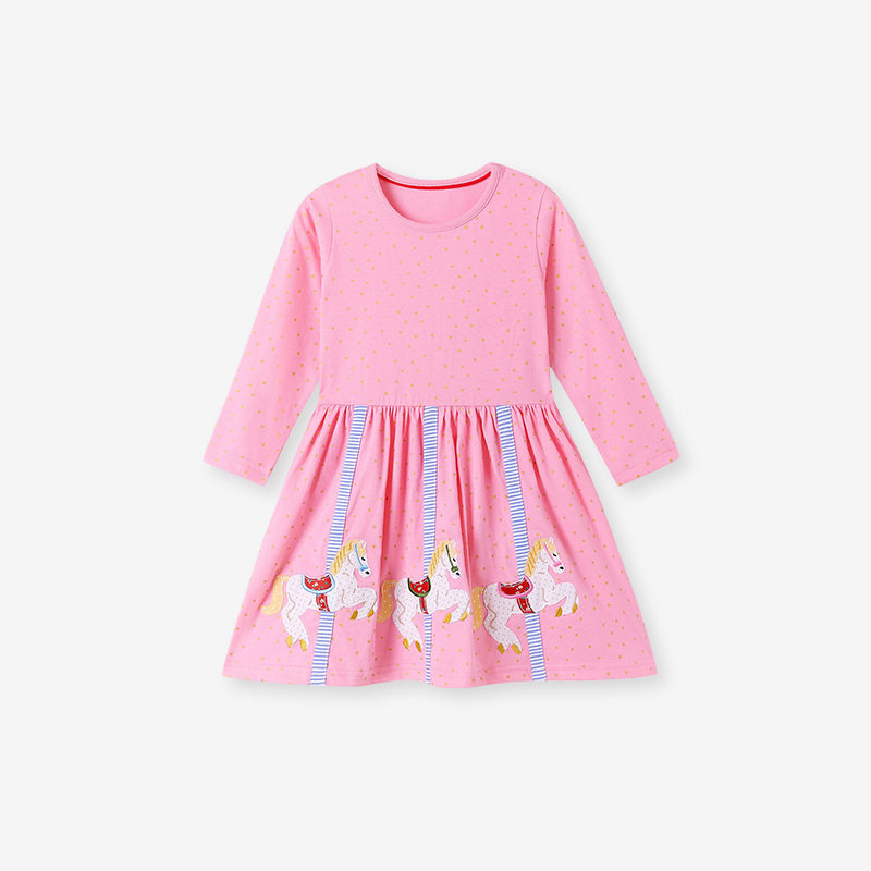 Kids' Clothing Source Factory, Girls' Dress, New Autumn Kids' Skirt, Cartoon Cotton Kids' Dress Wholesale
