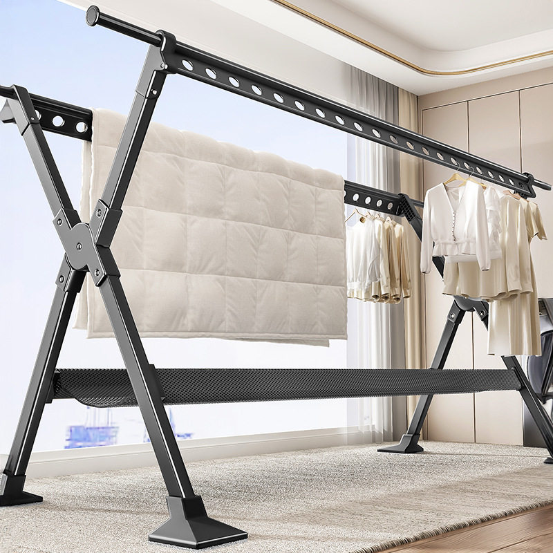 Youqin Clothes Drying Rack Floor-Standing Foldable Telescopic Clothes Hanging Rod Indoor and Outdoor Home Balcony Drying Quilt Multi-Layer