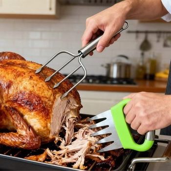 Bbq Stainless Steel Meat Dividing Fork Skewers Turkey Fork Barbecue Barbecue Tool Set Stainless Steel Bear Claw Meat Divider