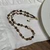 Maillard Natural Stone Tiger Eye brown Pearl Beaded Necklace High-grade Women's 2024 Autumn and Winter New Woolen Chain