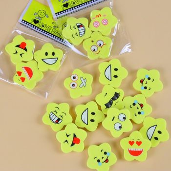 Cute emoji star eraser cartoon stationery student eraser primary school children Prize gift eraser wholesale