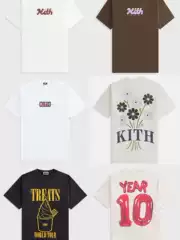 Kith Street Style Loose Casual Short-Sleeved T-Shirt for Men and Women, Round Neck Printed American Retro Trendy Brand Top, Summer