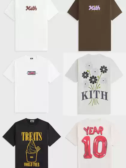 Kith Street Style Loose Casual Short-Sleeved T-Shirt for Men and Women, Round Neck Printed American Retro Trendy Brand Top, Summer
