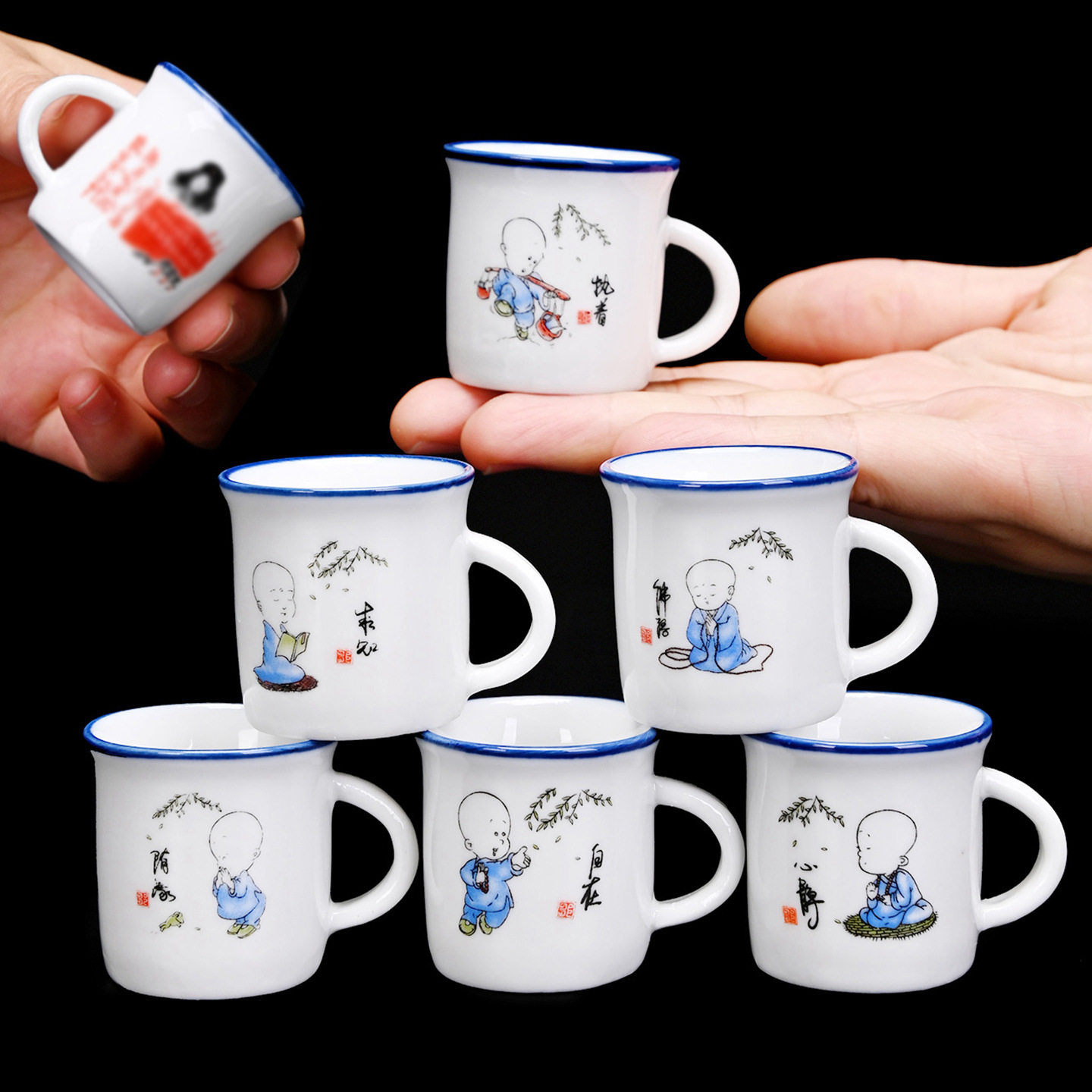 Ceramic Nostalgic Old-Fashioned Classic Quote Mark Wine Glass Mini Ear Thumb Spirit Cup Personalized Quote Lg