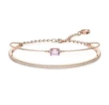 Candy pink square diamond double layer bracelet