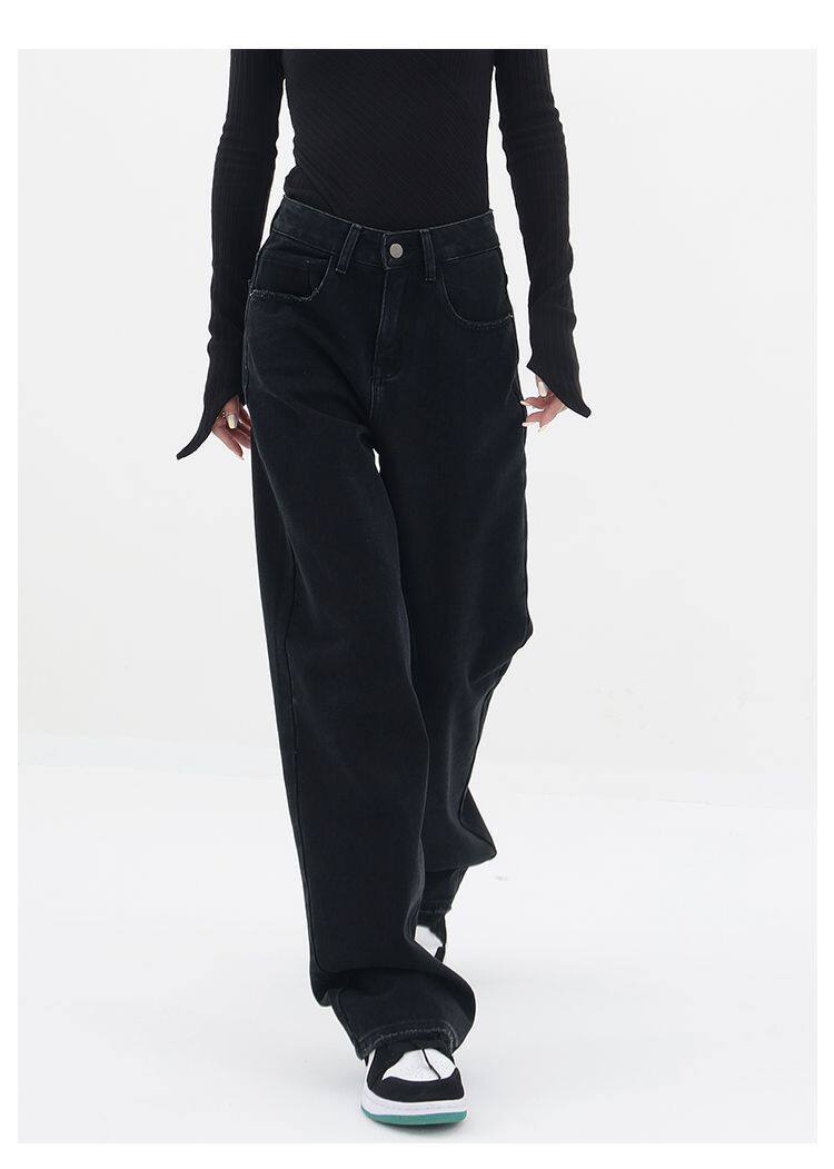 Womens Loose Fit Straight Leg Jeans High Waisted Flattering Versatile Casual Wear for Spring and Autumn Wholesale