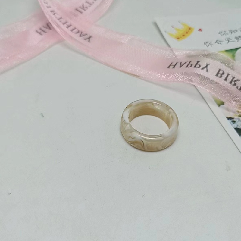 现货树脂醋酸戒指女混合彩色圆形方形指环套装外贸内销指圈批发