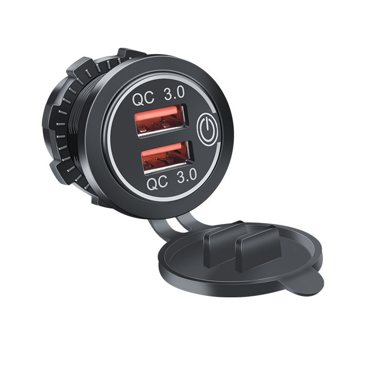 Cross-Border New Product for Automobiles, Motorcycles and Boats, Dual USB Modified Car Charger, Dual Qc36W with Switch/Without Switch