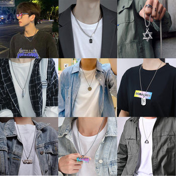 Necklace men's fashion trend titanium steel non-fading clavicle chain personality simple handsome men's hip hop neutral wind jewelry