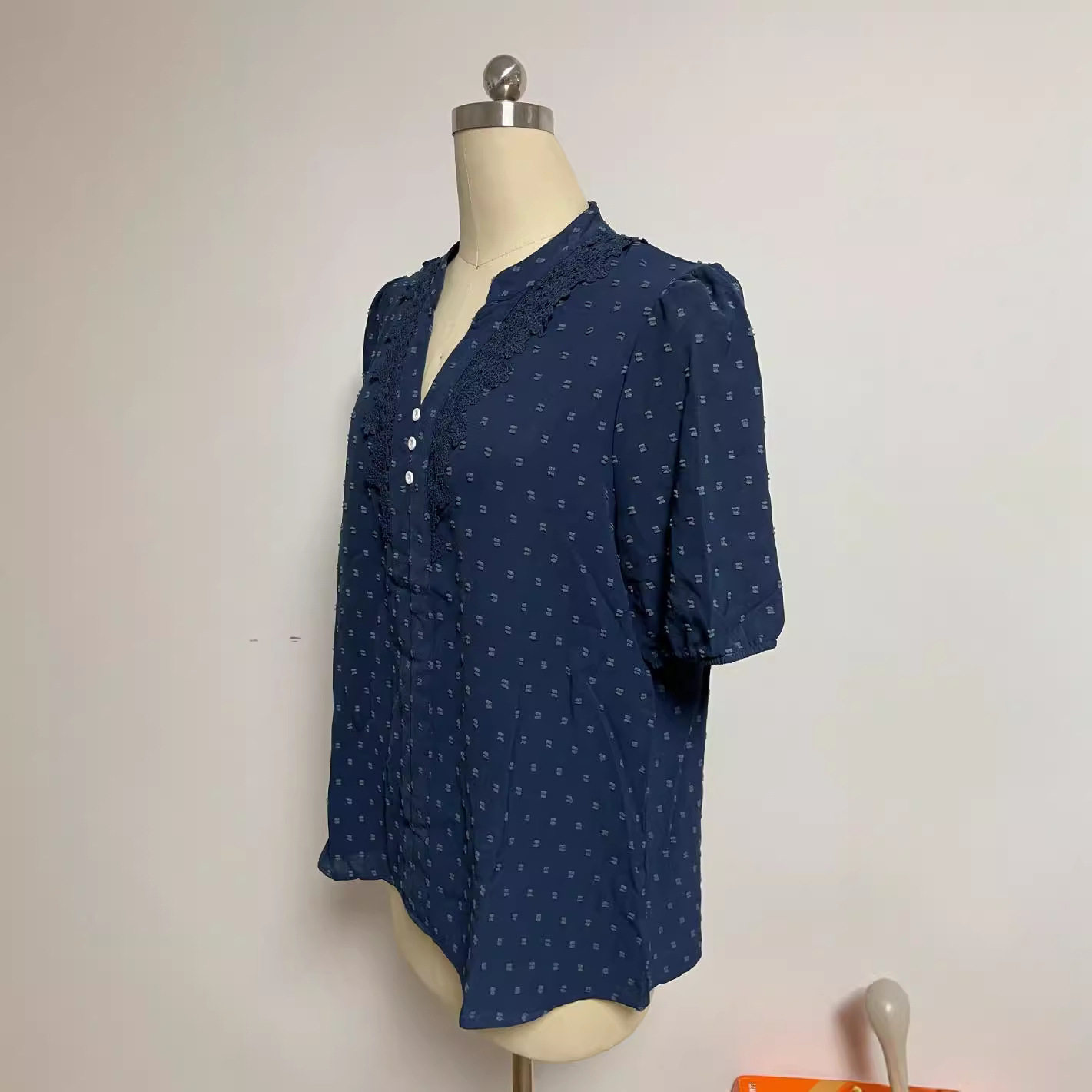 Womens Short Sleeve Button Up Shirt V Neck Trendy Design Summer Style Available for Wholesale