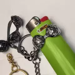 Solphin Dolphin-906 French Bic J6 Model Lighter Protective Cover Leopard Print Bra-Shaped Keychain