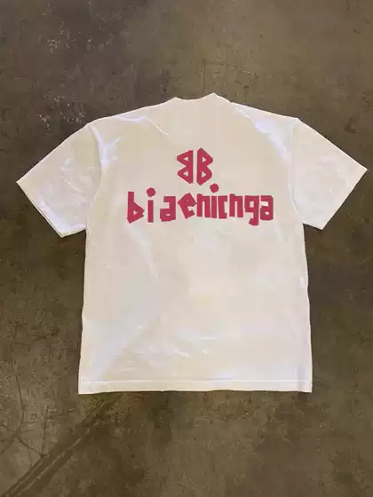 250 grams of heavy cotton! American-style Pink English Printed Short-sleeved T-shirt Instagram Popular Brand Loose Round Neck Casual Men