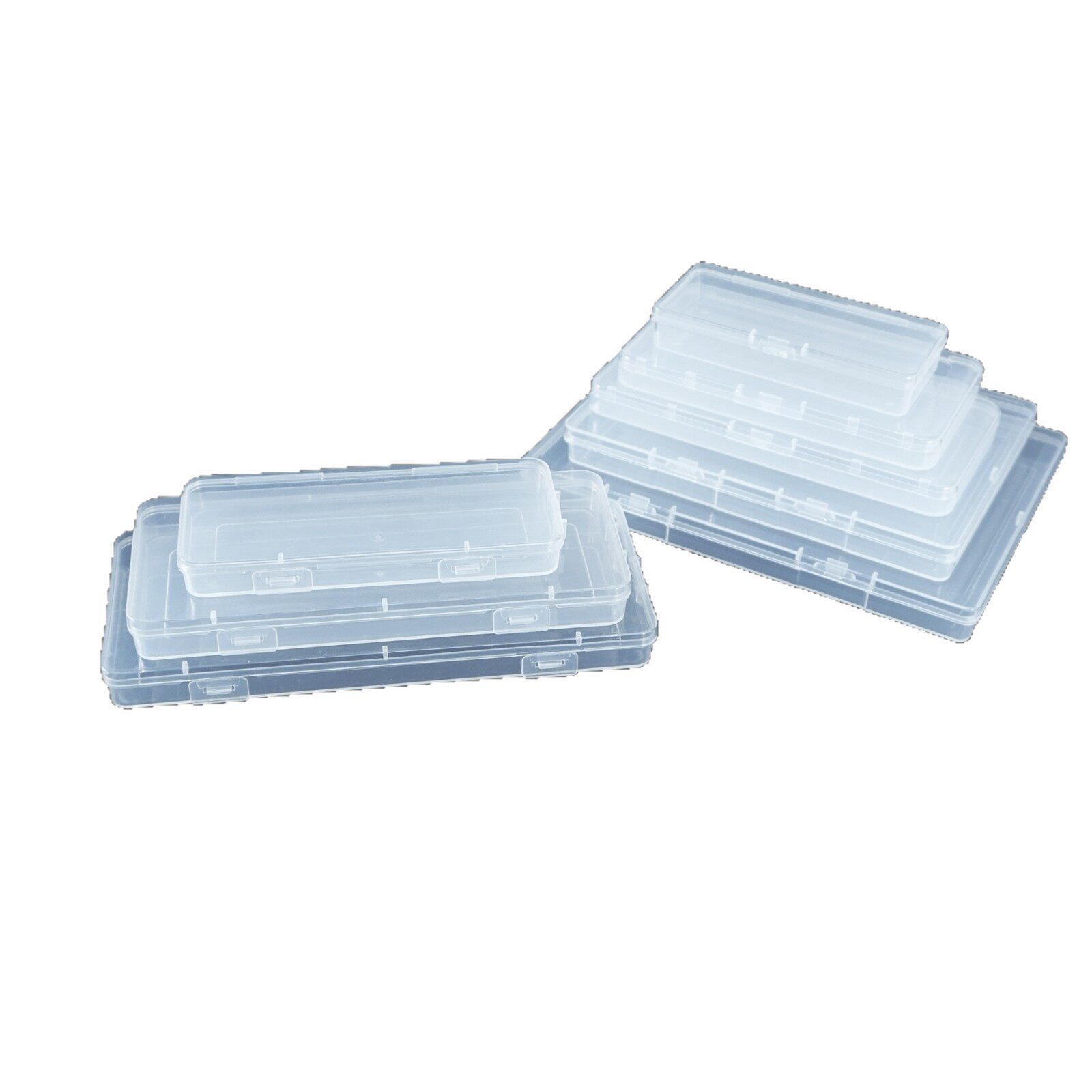 Cross-Border Rectangular Flat Box Transparent Plastic Box Stationery Electronic Parts Packaging Box Flip-Top Portable Jewelry Manicure Box