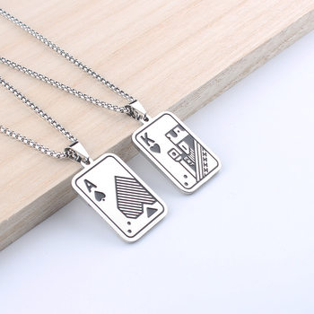 Men's Necklace Poker Spades K Pendant Hip Hop Personalized Sweater Chain Stainless Steel Couple Accessories Wholesale