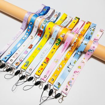 Cartoon Ribbon Thermal Transfer Mobile Phone Lanyard Lightning Buckle Long Work Card Holder Drop-resistant Lanyard Mobile Phone Shell Neck Lanyard