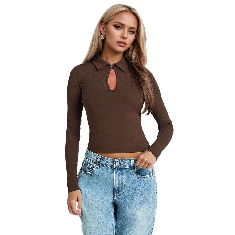 Womens Long Sleeve Hollow Out Turtleneck Top Sexy Fit Spring Summer Style Perfect for Layering or Casual Wear