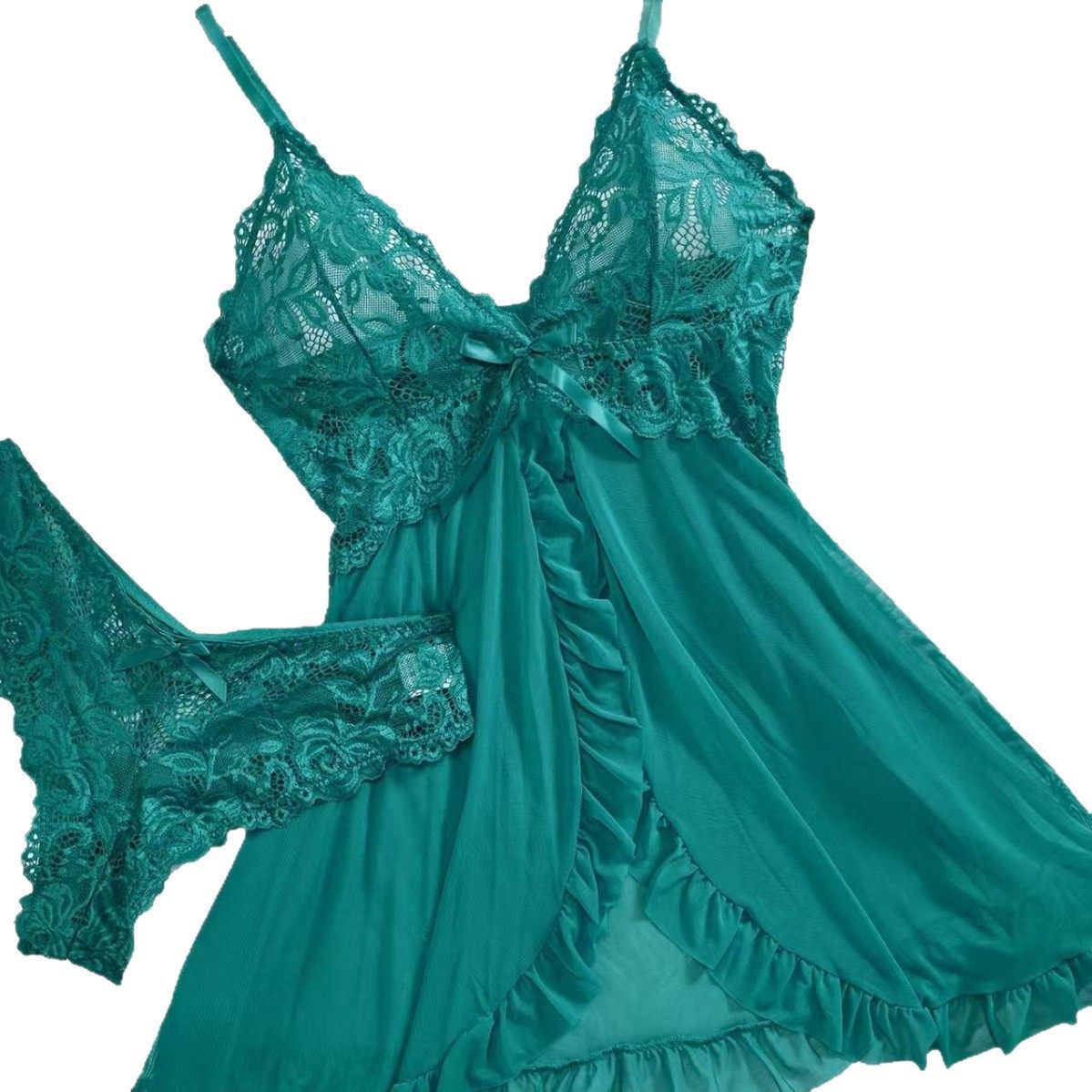 欧美 睡衣女性感V领蕾丝吊带多色套装情趣内衣批发亚马逊跨境货源