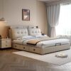 Italian Minimalist Leather Bed 1.8 m Master Bedroom Queen Bed Double Bed 1.5 m Functional Storage Solid Wood Soft Bed Wedding