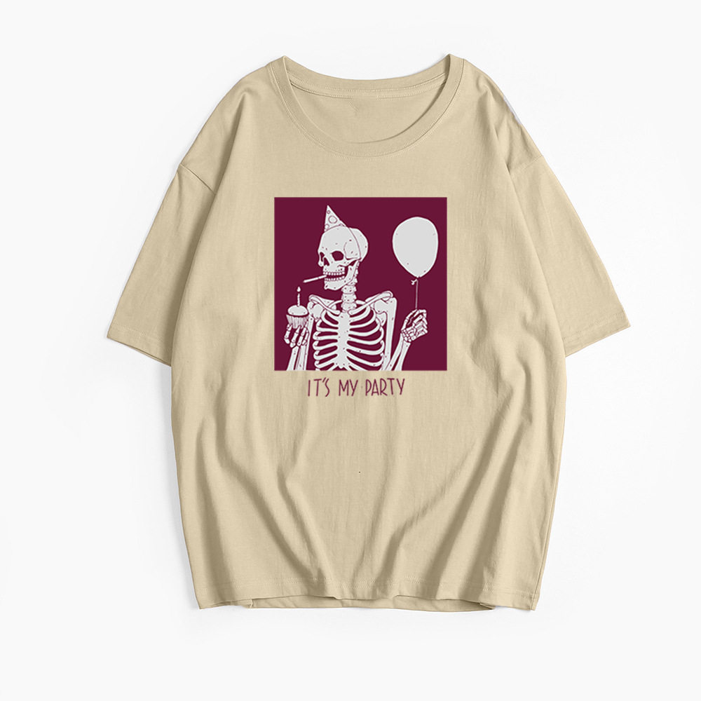 Womens Summer Graphic T Shirt Loose Fit Round Neck Cotton Fabric Casual Wear Versatile Style Wholesale Available