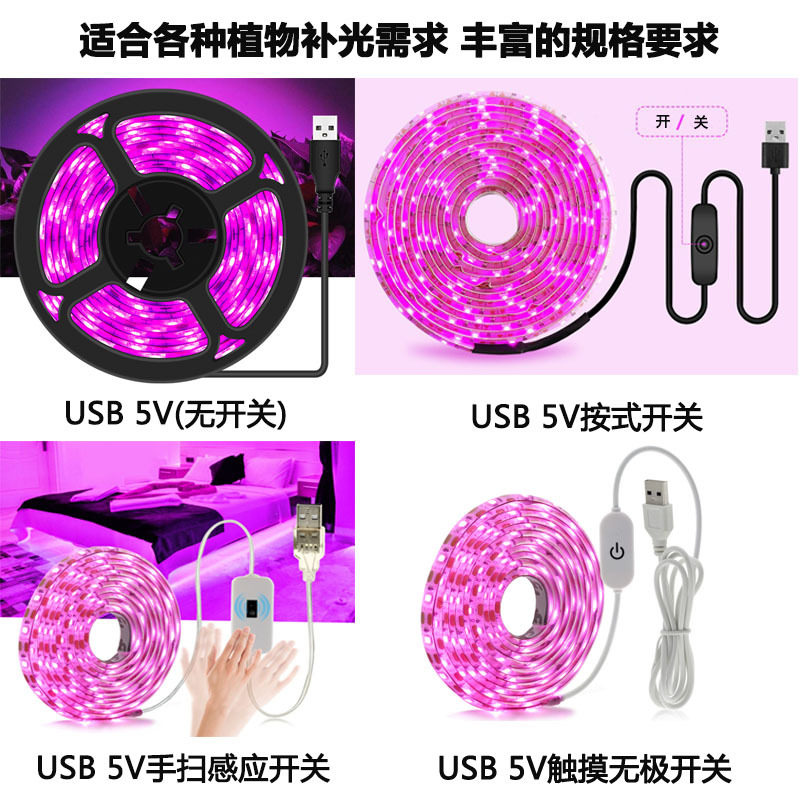USB 5V Plant Growth Light with 2835 Full Spectrum Waterproof LED Vegetable Flower Fleshy Light Cross-border Heat