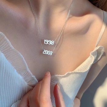 2022 Personality Year Necklace Female Best Friend Couple Pendant Internet Trendy Titanium Steel Clavicle Chain Jewelry Niche Cross-border