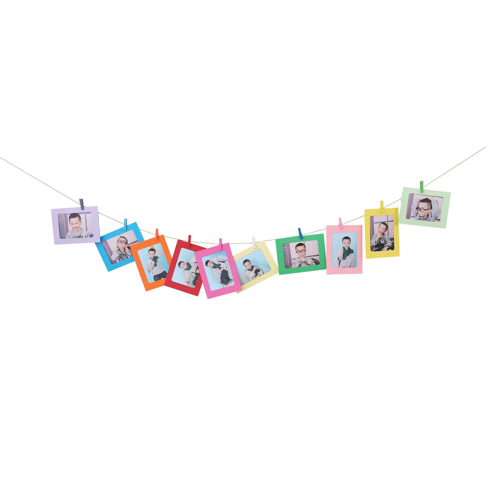 Paper photo frame Photo Wall creative 6-inch 7-inch paper photo frame hanging pink white match Blue White match