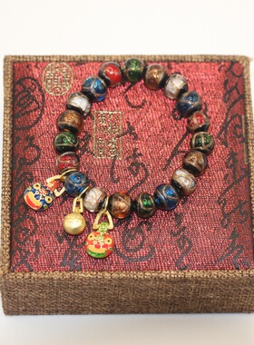 抖音小红书同款香灰琉璃五彩多吞金兽情侣款手串手链手链女