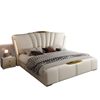 Italian Accessible Luxury Leather Bed with Light Multi-Functional Storage 2m Large Bed Master Bedroom 1.8m Double Bed Modern Simple Wedding Bed