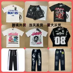 Cross-Border Export American Style Men and Women Couple Washed Portrait Short-Sleeved T-Shirt Long-Sleeved Sweatshirt Pants Hell Star H