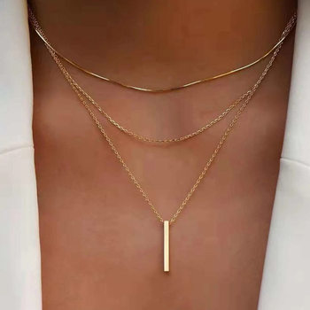 Hot-selling Personalized Multi-layer Stacked Necklace European and American Cross-border Necklace Women's Small Hard Pendant Clavicle Chain necklace