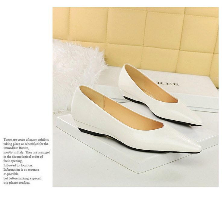 Giày Búp Bê Nữ Mũi Nhọn Da Bóng Chiều Cao Đế Khoảng 3cm Màu Đen, Nâu, Đỏ, Trắng chi tiết 23
