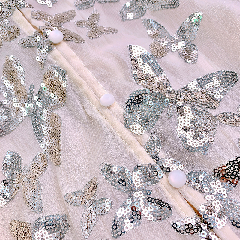 Đầm dài thêu sequin quyến rũ dáng trễ vai — Áo quây Chất lượng cao, Váy liền trễ vai, Váy liền kiểu cardigan