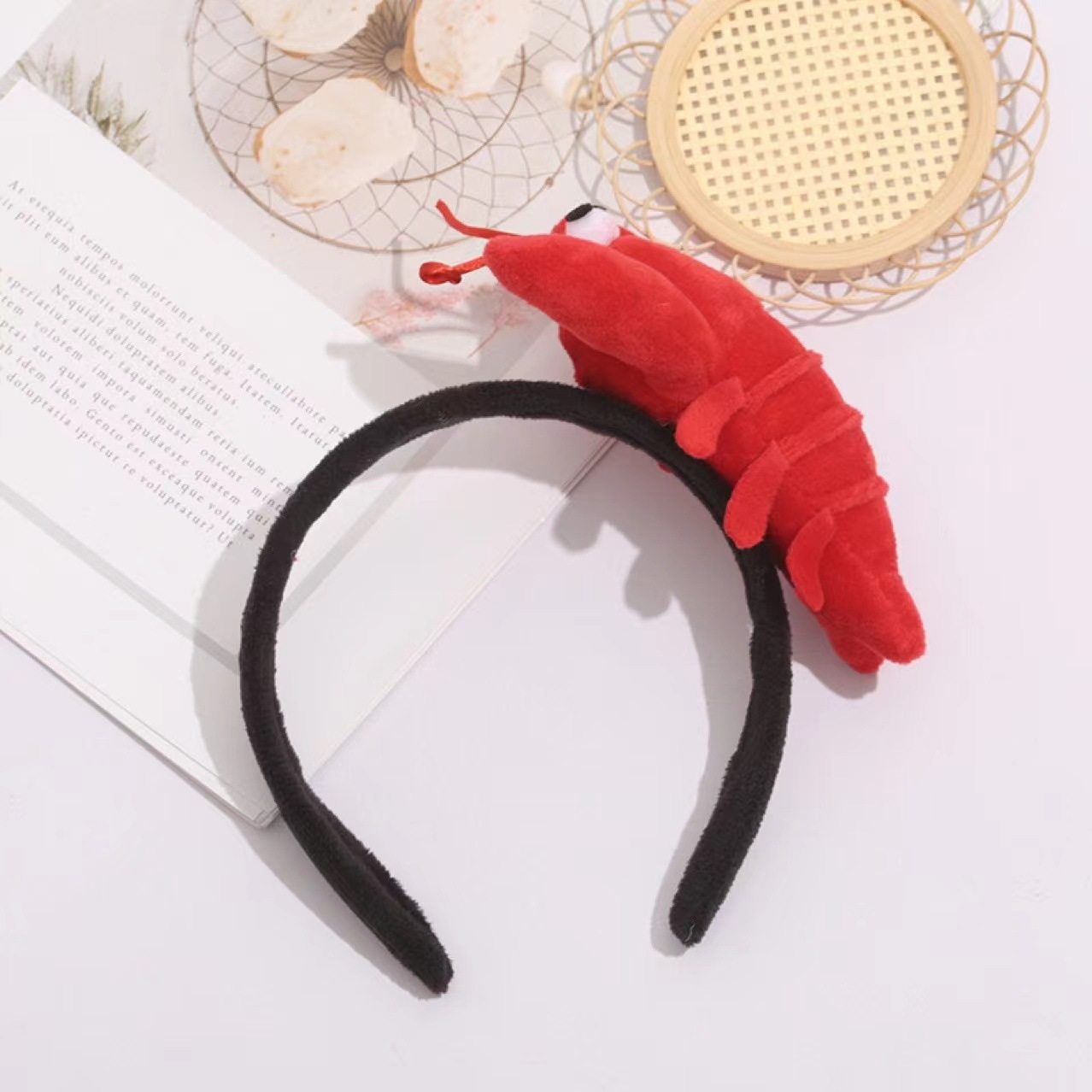 Crayfish doll headband online celebrity cartoon lobster hair accessories wholesale plush doll keychain selling cute funny headband