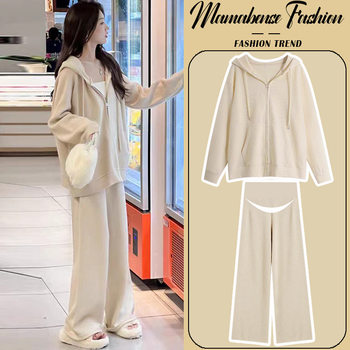 Korean Style 2025 Maternity Wear Autumn and Winter New Fashion Suit for Pregnancy Wear Sports Casual Sweatshirt Two-Piece Set