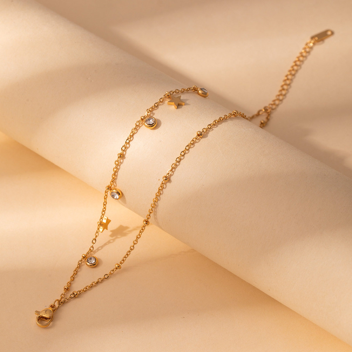 light luxury high-end stainless steel diamond bracelet moon sun love geometric non-fading hand jewelry for women