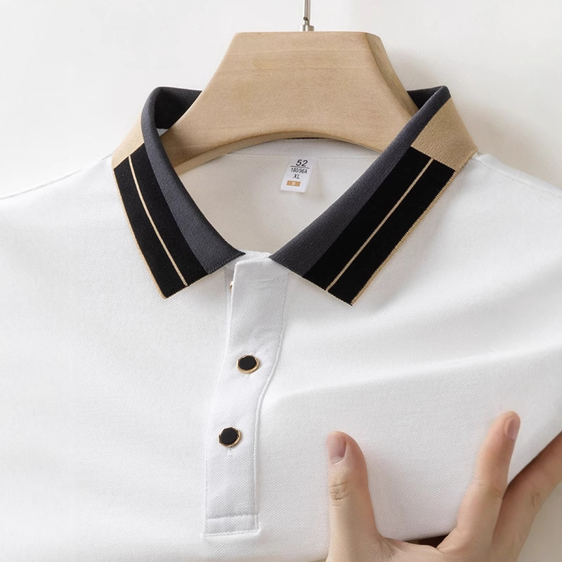 跨境男士短袖POLO衫夏季新款翻领商务休闲百搭中年宽松T恤可代发