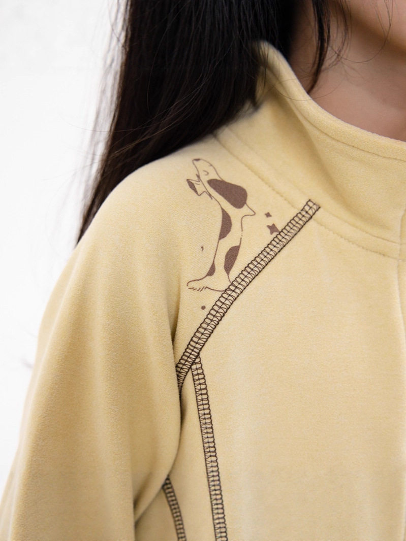 [in Stock] Glutinous Rice Ball Children's Clothing Autumn/Winter New Versatile Printed Comfortable Cute Stand Collar Warm Clothing