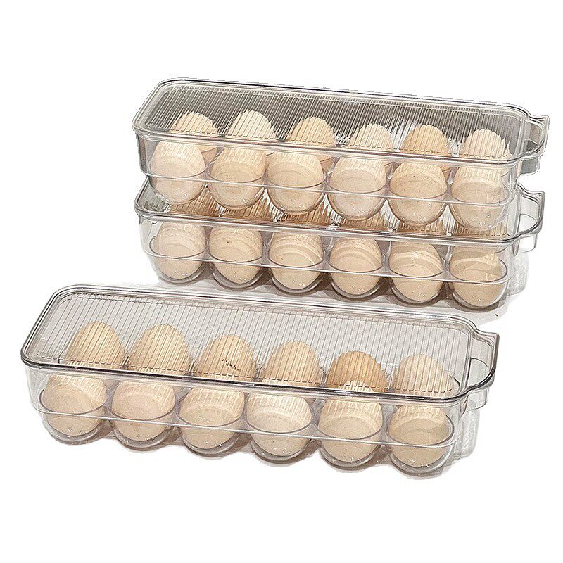 Cross-Border Egg Storage Box New Kitchen Refrigerator Egg Preservation Box with Lid Timed Egg Box Drawer-Type Egg Tray
