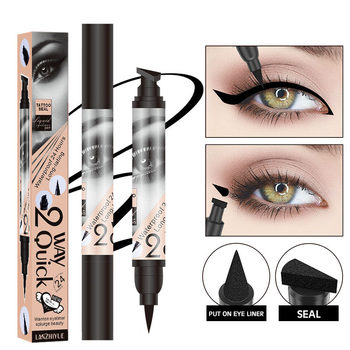 Cross-Border Beauty Two-In-One Seal Liquid Eyeliner Pen Quick-Drying Non-Smudge Waterproof Eyeliner Double-Ended Eyeliner