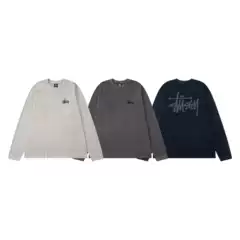 STU American Style 2025 Fall Collection Logo Emblem Washed Raglan Sleeve Waffle Vintage Long-Sleeve Tee